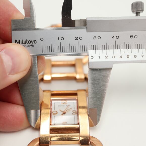 Michael Kors Rose Gold Tone 27mm Rectangle Dial Watch Chain Bracelet New Battery main image 10